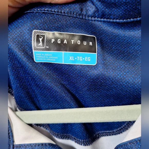 PGA Tour Geometric Blue Polo Shirt - Picture 6 of 7